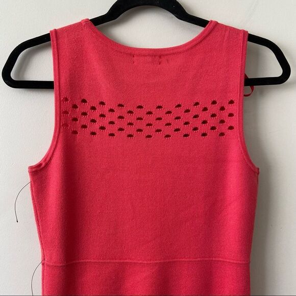 Nwt-chelsea28 (Nordstrom)Ponte Hot Coral Open Work Fit & Flare Dress - Picture 7 of 10